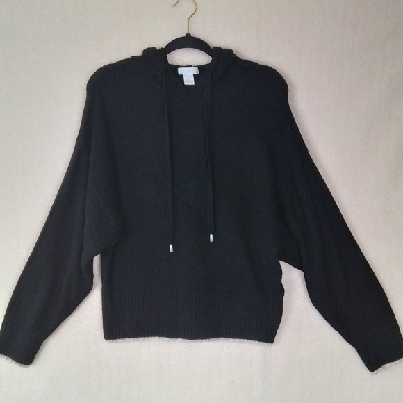 H&M Knit Sweater Hoodie‎ Size Small in Black w/ White Trim - Picture 2 of 11
